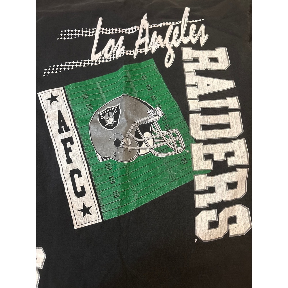 Vintage Los Angeles Raiders T-Shirt Anvil All Over Print Black Mens L - Picture 6 of 6